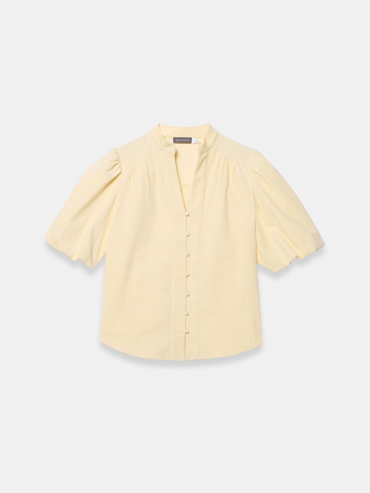 Mint Velvet Yellow Corduroy Puff Sleeve Blouse - Image 4 of 4