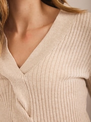 Mint Velvet Natural Twist Knit Ribbed Top - Image 4 of 6