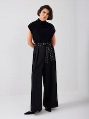 Mint Velvet Black Belted Wide Trousers - Image 2 of 8