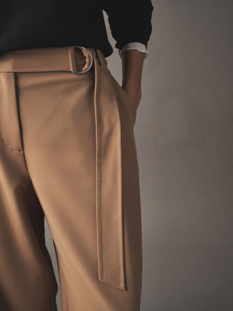 骆驼 - Belted Wide Leg Trousers - 图片4 / 4