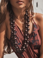 Wood 2 Layer Wooden Beaded Necklace - Image 2 of 5