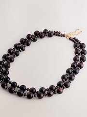 Wood 2 Layer Wooden Beaded Necklace - Image 3 of 5