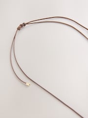 Gold Tone / Brown Resin Pendant Cord Long Necklace - Image 6 of 6