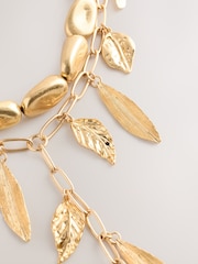 Gold Tone 2 Layer Feather Long Y Necklace - Image 2 of 3
