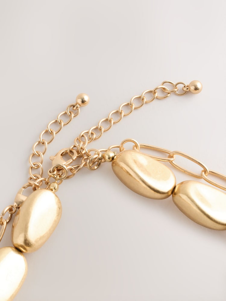Gold Tone 2 Layer Feather Long Y Necklace - Image 6 of 6