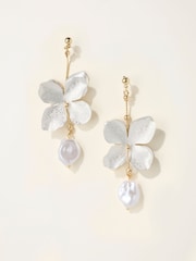 FatFace Gold Tone V and A Statement Floral Earrings - Image 3 of 4