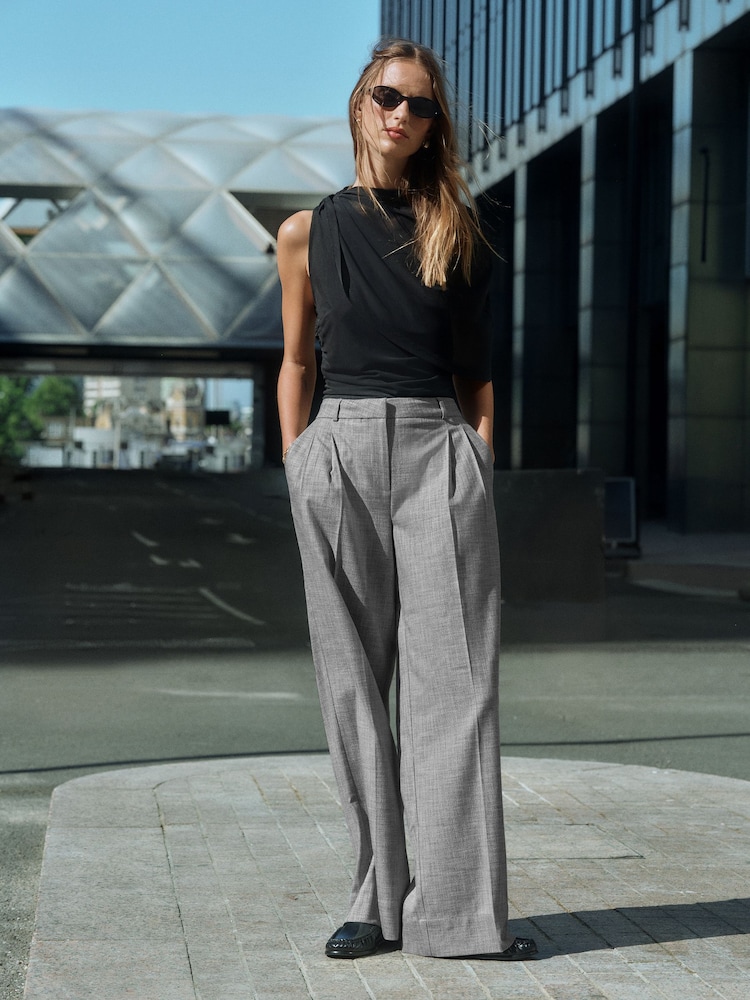 Light Grey Tailored Wide Leg Trousers - Image 2 of 8
