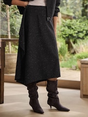 Grey Fleck - N. Premium Asymmetric Drape Midi Skirt - Image 2 de 7