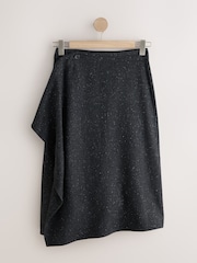 Grey Fleck - N. Premium Asymmetric Drape Midi Skirt - Image 5 de 7