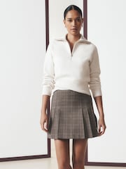 Brown Check Pleated Mini Skirt - Image 2 of 8