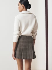 Brown Check Pleated Mini Skirt - Image 3 of 8