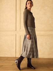 Neutral Check Midi Kilt Skirt - Image 1 of 8