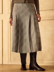 Neutral Check Midi Kilt Skirt - Image 3 of 8