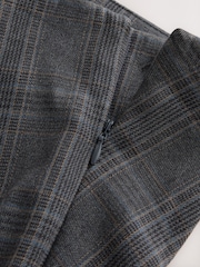 Grey Check Asymmetric Drape Midi Skirt - Image 8 of 8