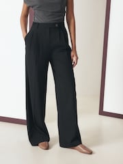 Black Tailored Triple Pleat Wide Leg Trousers - Image 3 of 5
