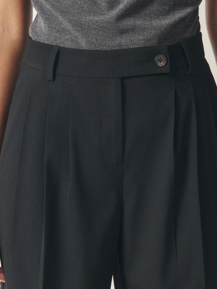 Black Tailored Triple Pleat Wide Leg Trousers - Image 5 of 5