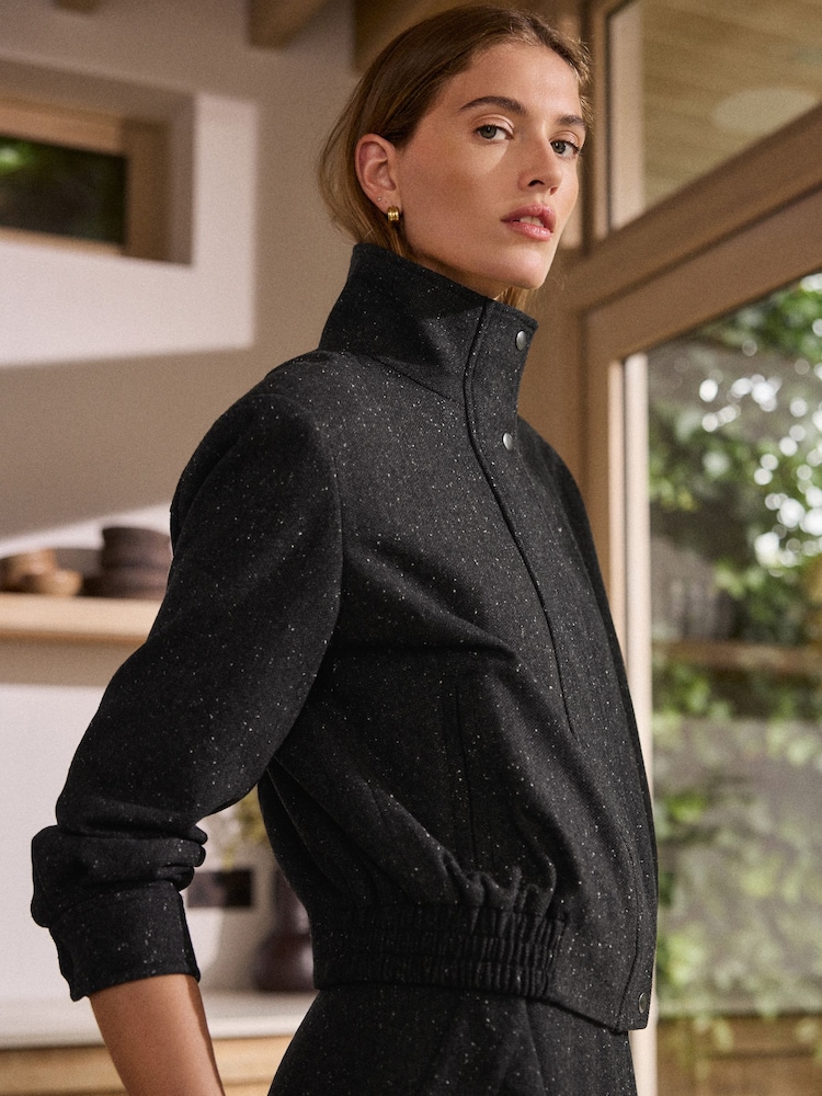 Noir - N. Premium Fleck Funnel Neck Jacket With Wool - Image 1 de 4 Noir - N. Premium Fleck Funnel Neck Jacket With Wool - Image 1 de 4