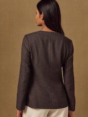 Bruin - Kraagloze getailleerde blazer - Afbeelding 4 van 8