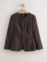 Bruin - Kraagloze getailleerde blazer - Afbeelding 6 van 8