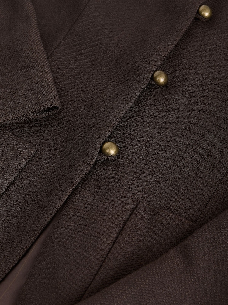 Bruin - Kraagloze getailleerde blazer - Afbeelding 8 van 8 Bruin - Kraagloze getailleerde blazer - Afbeelding 8 van 8
