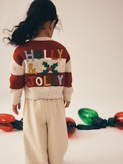 Holly Jolly Embroidered Christmas Cardigan (3mths-7yrs) - Image 3 of 7