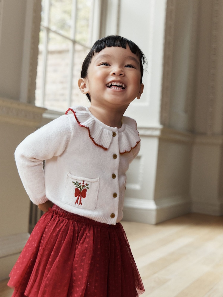 Светло-бежевый и бордово-красный - Embroidered Cardigan and Skirt Set (3mths-10yrs) - Изображение 1 8 Светло-бежевый и бордово-красный - Embroidered Cardigan and Skirt Set (3mths-10yrs) - Изображение 1 8
