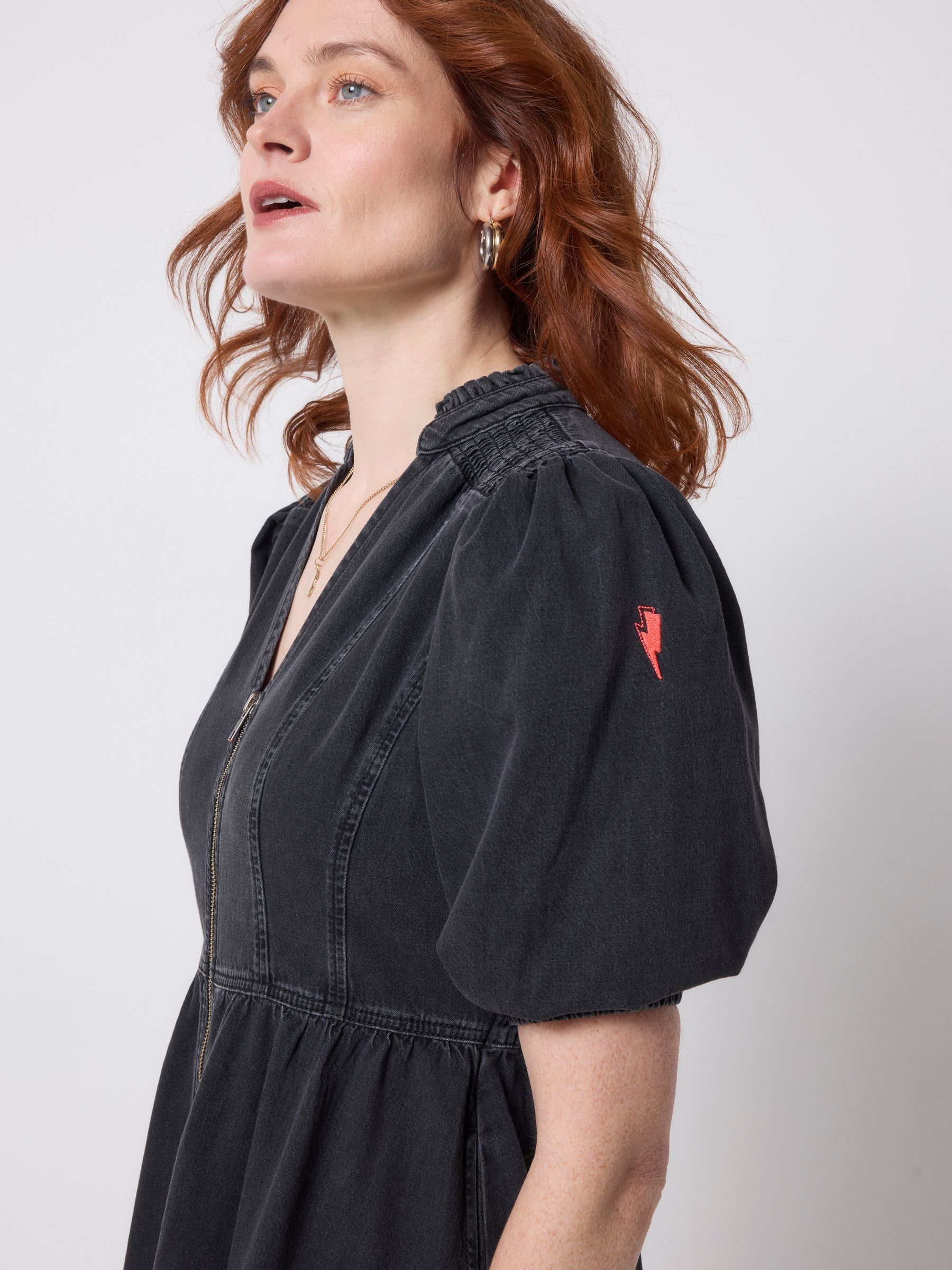 Buy SCAMP & DUDE Black Denim Zip Front Midi Tiered Dress from Next USA