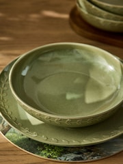 Laura Ashley Set of 4 Green Embossed Pasta Bowls - Image 3 of 6