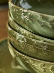 Laura Ashley Set of 4 Green Embossed Pasta Bowls - Image 5 of 6