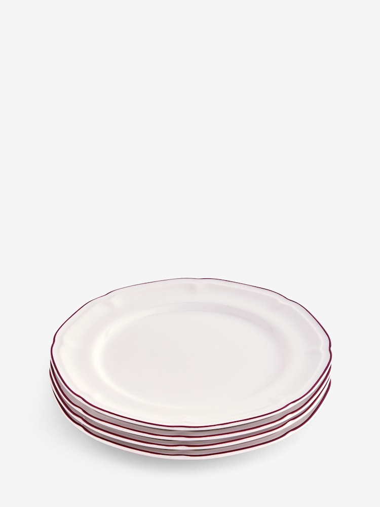 Laura Ashley Set of 4 Red/White Dinner Plate - Image 5 of 5