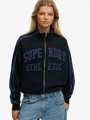 SUPERDRY Blue Athletic Essentials Applique Loose Zip Track Top - Image 5 of 10