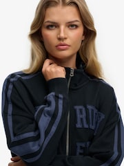 SUPERDRY Blue Athletic Essentials Applique Loose Zip Track Top - Image 7 of 10