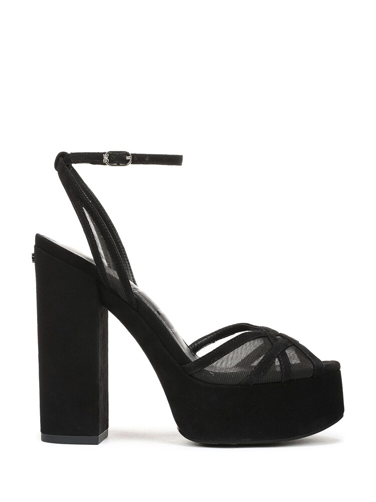 Sam Edelman Sandy Regular Fit Block Heel Black Strappy Shoes - Image 1 of 7