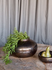 Libra Interiors Bronze Large Tambora Copper Finish Metal Squat Vase - Image 1 of 6