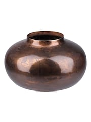 Libra Interiors Bronze Large Tambora Copper Finish Metal Squat Vase - Image 6 of 6