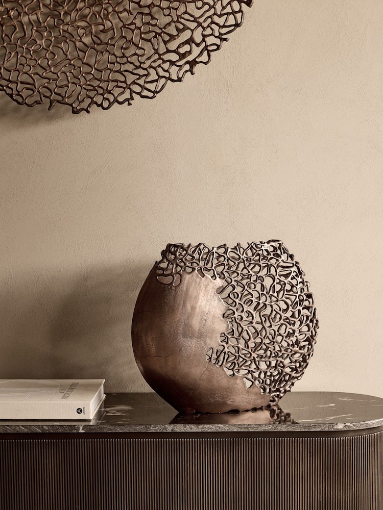 Libra Interiors Bronze Apo Coral Raw Bronze Ellipse Vase - Image 1 of 5