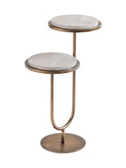 Libra Interiors Grey Marco Emperador Accent Table - Image 2 of 4
