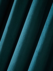 Blue Bright Teal Matte Velvet Blackout/Thermal Eyelet Curtains - Image 7 of 7