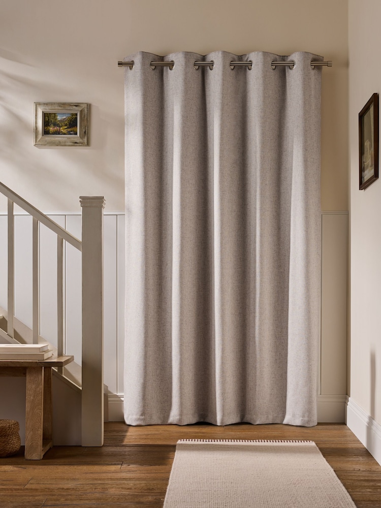 Natural Soft Weave Super Thermal Eyelet Door Curtain - Image 2 of 4