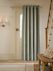 Sage Green Heavyweight Chenille Super Thermal Eyelet Door Curtain - Image 1 of 4