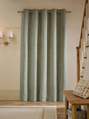 Sage Green Heavyweight Chenille Super Thermal Eyelet Door Curtain - Image 2 of 4