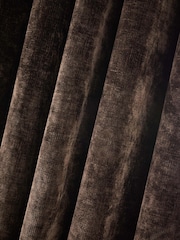 Chocolate Brown Blackout/Thermal Plush Chenille Eyelet Curtains - Image 6 of 6