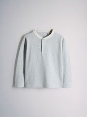The Set 4 Pack Textured Stripe Long Sleeve Henley T-Shirts Blue/White/Grey Marl - Image 2 of 7