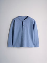 The Set 4 Pack Textured Stripe Long Sleeve Henley T-Shirts Blue/White/Grey Marl - Image 3 of 7