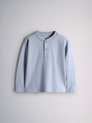 The Set 4 Pack Textured Stripe Long Sleeve Henley T-Shirts Blue/White/Grey Marl - Image 4 of 7