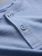 The Set 4 Pack Textured Stripe Long Sleeve Henley T-Shirts Blue/White/Grey Marl - Image 6 of 7