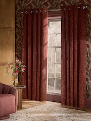 Rust Brown Blackout/Thermal Plush Chenille Eyelet Curtains - Image 2 of 7