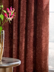 Rust Brown Blackout/Thermal Plush Chenille Eyelet Curtains - Image 6 of 7