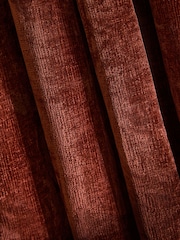 Rust Brown Blackout/Thermal Plush Chenille Eyelet Curtains - Image 7 of 7