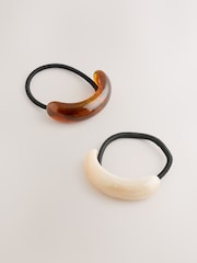 Brown/Cream Resin Hair Bobbles 2 Pack - Image 1 of 3